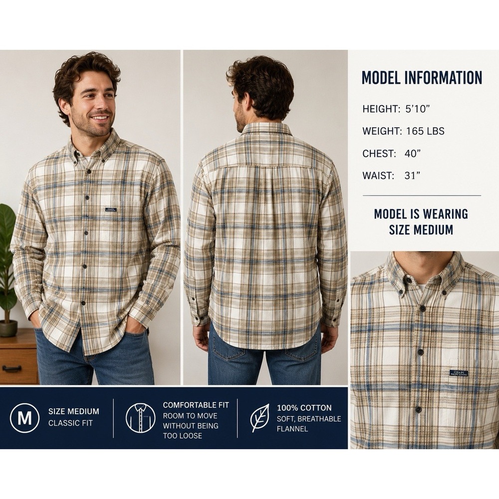Chaps Ralph Lauren Flannel‎ Shirt Mens M Plaid Button Down Cotton Outdoor EUC